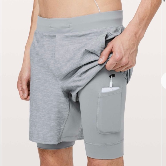 Lululemon T.H.E. Short Nulux Liner 7" Heather Allover Sea Salt Light Cast Small - Picture 2 of 8